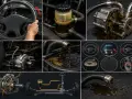 Collage montrant le volant, la pompe de direction assistée, le liquide, et le système de direction d'un camion.
