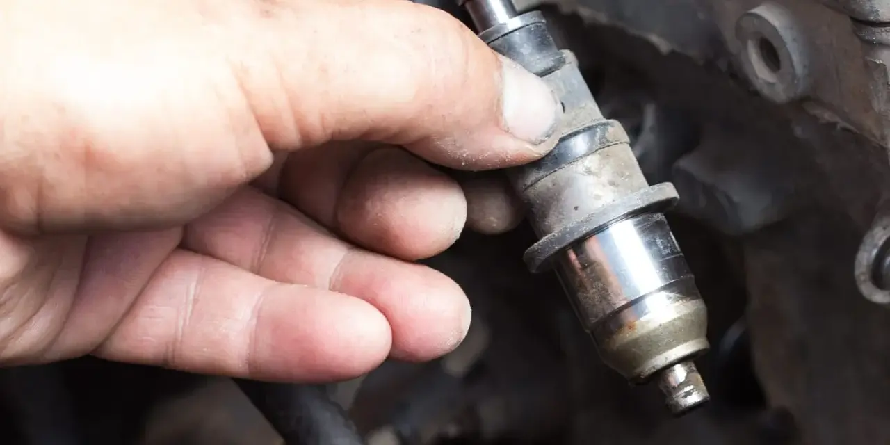 Main tenue un injecteur de carburant, possiblement en raison d'un problème d'injecteur.