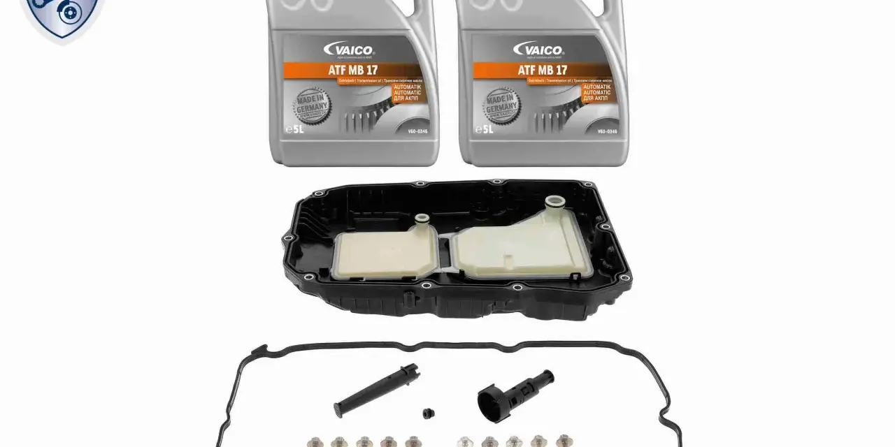 Kit pour changer huile boite de vitesse : 2 bidons d'huile ATF MB 17, carter d'huile, joint et visserie.