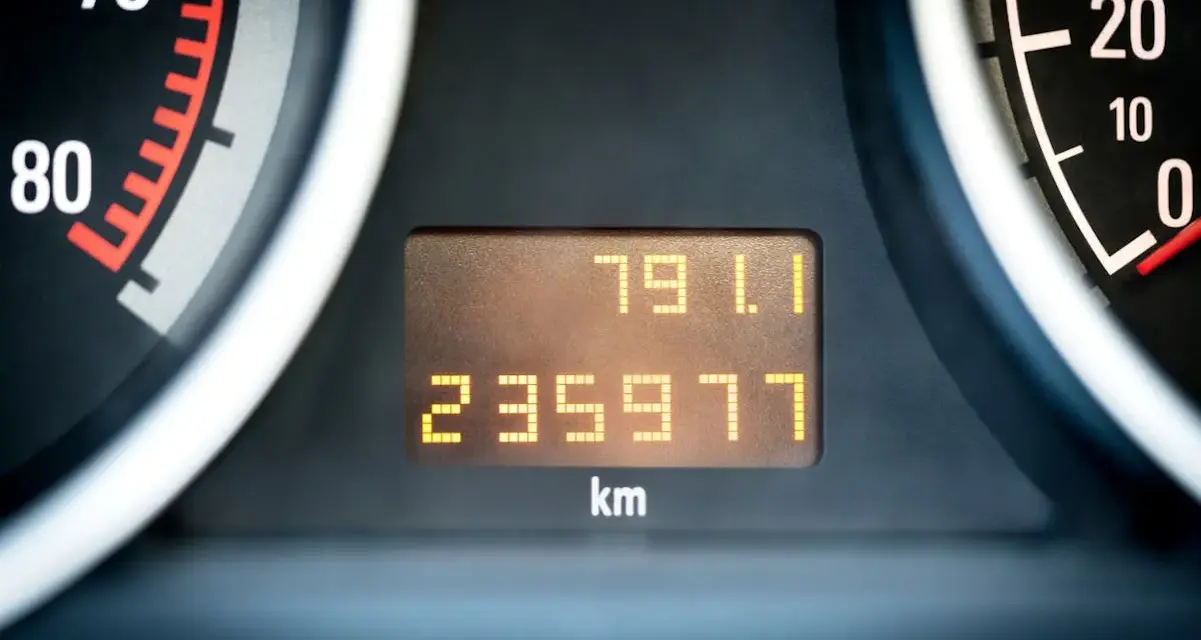 Le tableau de bord affiche 235 977 km. C'est quoi le kilométrage d'une voiture ? C'est la distance parcourue.