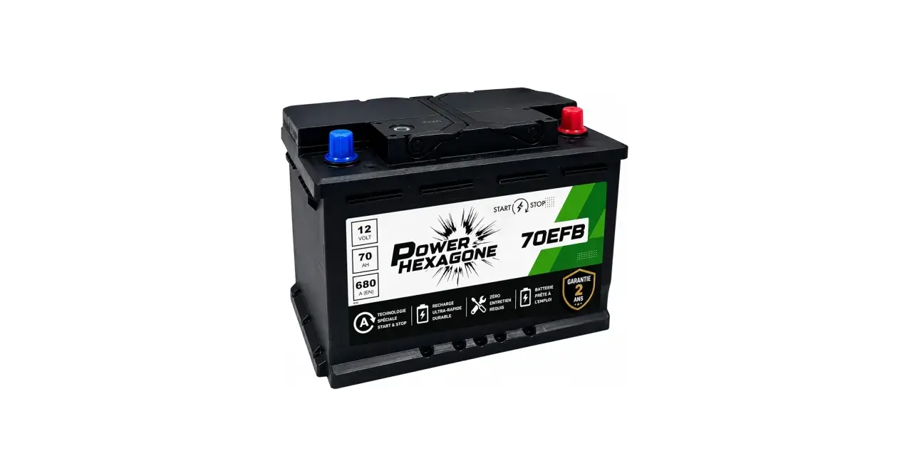 Batterie 12V 70Ah EFB Power Hexagone. Peut-on mettre une batterie 70Ah au lieu de 60Ah ? Oui, cette batterie est compatible Start & Stop.