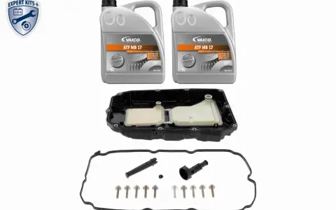 Kit pour changer huile boite de vitesse : 2 bidons d'huile ATF MB 17, carter d'huile, joint et visserie.