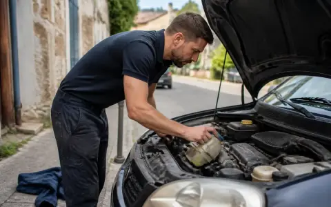 Un mécanicien vérifie le niveau de liquide de refroidissement car le chauffage de ma voiture souffle froid.