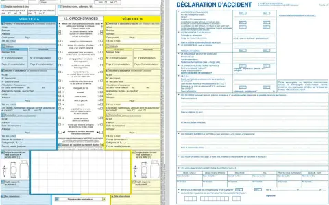 Déclaration d'accident : constat non envoyé dans les 5 jours. Ce document officiel détaille les circonstances d'un accident automobile.