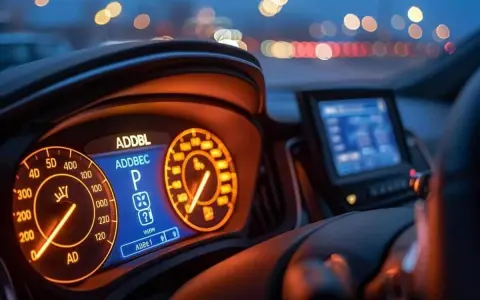 Tableau de bord d'une esp voiture illuminé la nuit, affichant la vitesse et le mode parking.