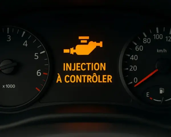 Voyant d'injection à contrôler allumé sur le tableau de bord, signalant un problème à diagnostiquer.