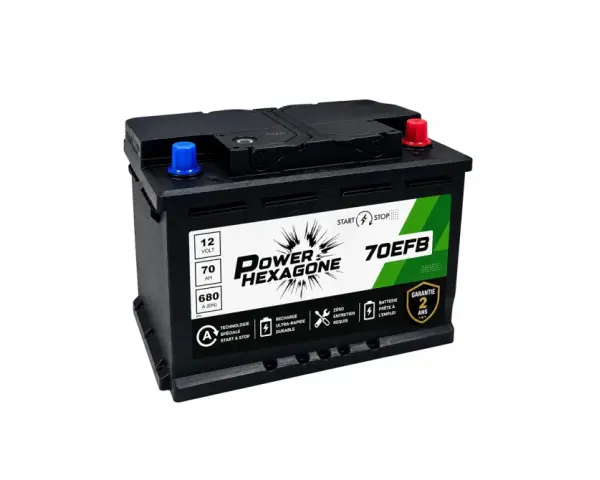 Batterie 12V 70Ah EFB Power Hexagone. Peut-on mettre une batterie 70Ah au lieu de 60Ah ? Oui, cette batterie est compatible Start & Stop.