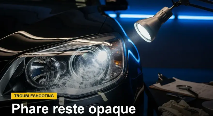 Lampe éclairant un phare de voiture opaque, suggérant une procédure pour nettoyer phare opaque.