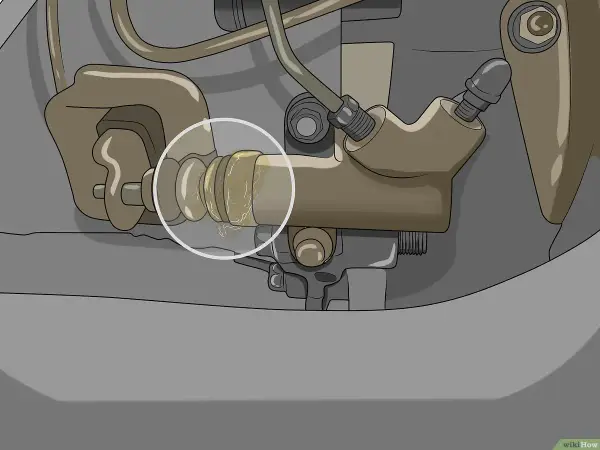 Le liquide d'embrayage suinte d'un soufflet usé sur le cylindre récepteur.